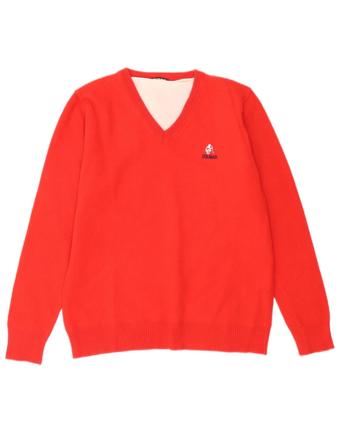 Colmar Herren-Pullover mit V-Ausschnitt aus mittelroter Merinowolle