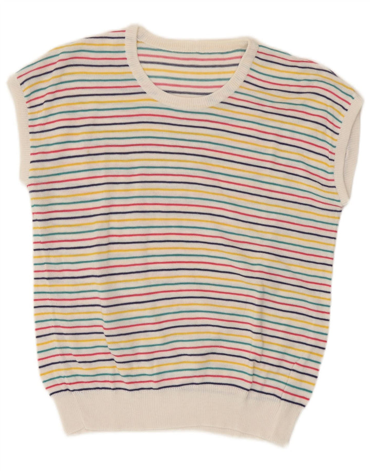 Vintage Damen Weste Tank Top UK 10 Klein Mehrfarbig gestreift