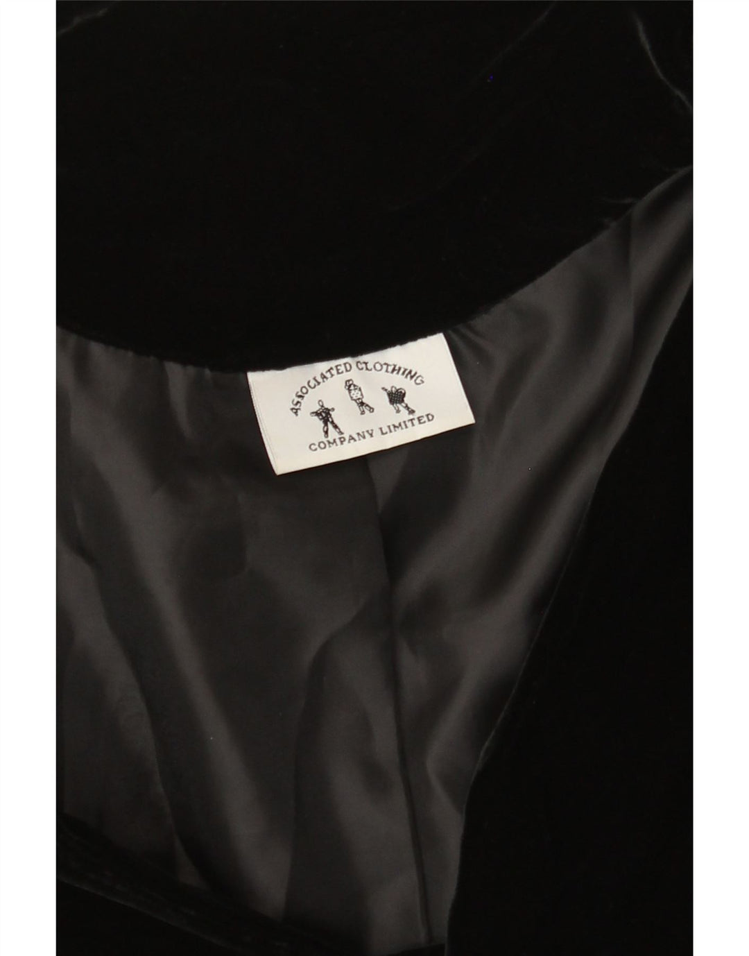 VINTAGE Damen 3-Knopf-Samt-Blazerjacke UK 12 Mittelschwarz