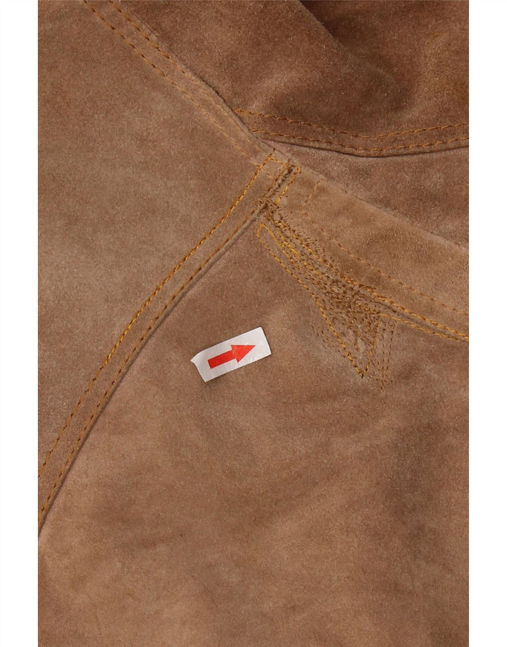 Vintage Damen 3-Knopf-Wildleder-Blazerjacke UK 12 Mittelbraun