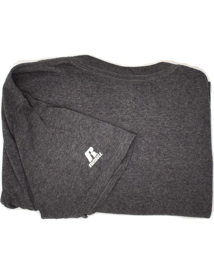 RUSSELL ATHLETIC Mens Graphic T-Shirt Top Medium Grey Vintage Russell Athletic and Second-Hand Russell Athletic from Messina Hembry 