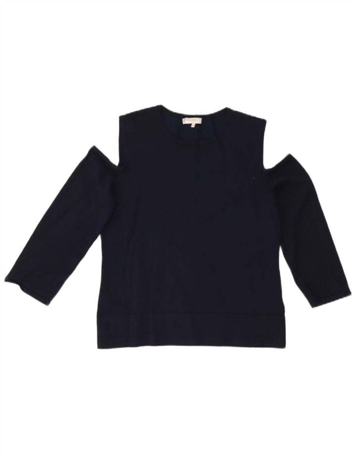 Schulterfreies Damenoberteil von Hobbs, 3/4-Ärmel, UK-Größe 12, mittlere Marineblau-Viskose