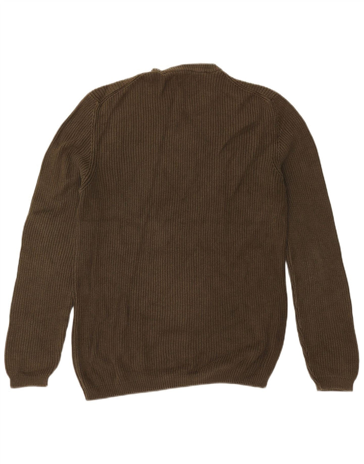 Zara Herren-Pullover mit Rundhalsausschnitt, XL, Khaki, Baumwolle