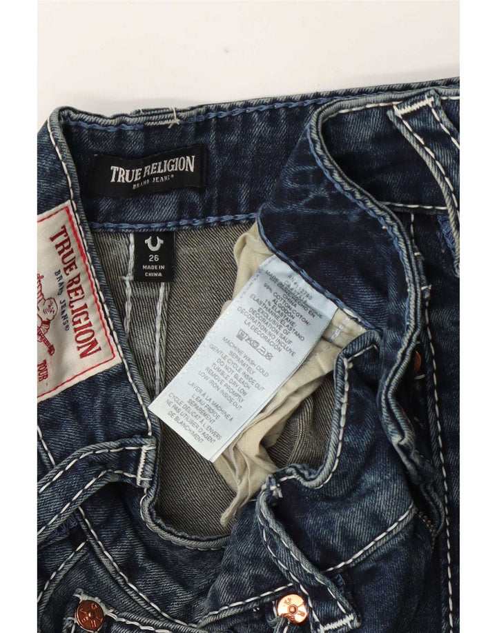 True Religion Damen Cargo-Jeans mit weitem Bein, W26 L33, blaue Baumwolle