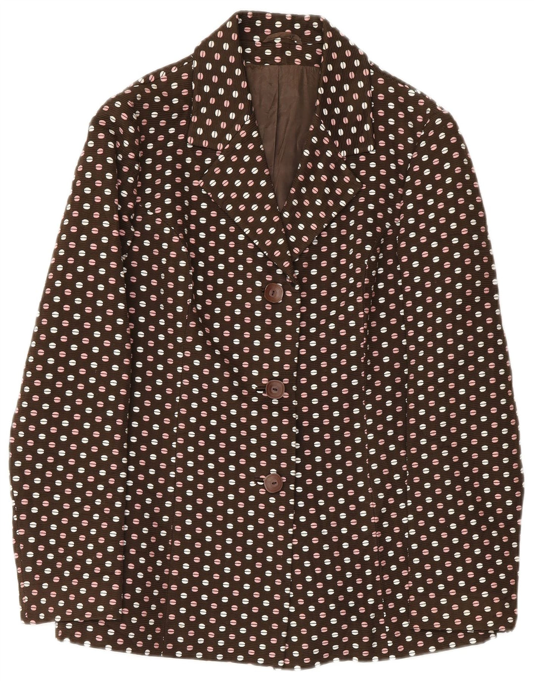 Vintage Damen 3-Knopf-2-teiliges Set IT 48 XL Braun gepunktet