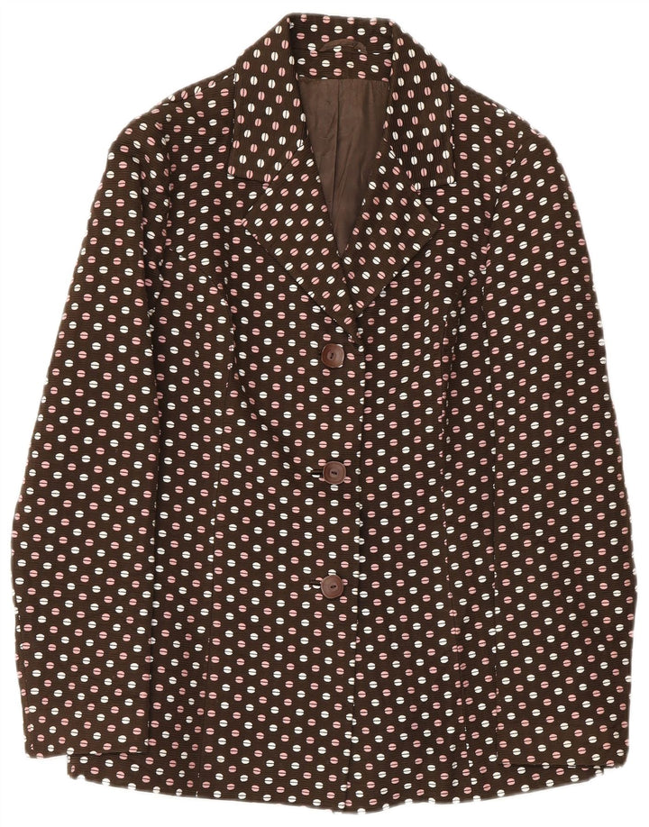 Vintage Damen 3-Knopf-2-teiliges Set IT 48 XL Braun gepunktet
