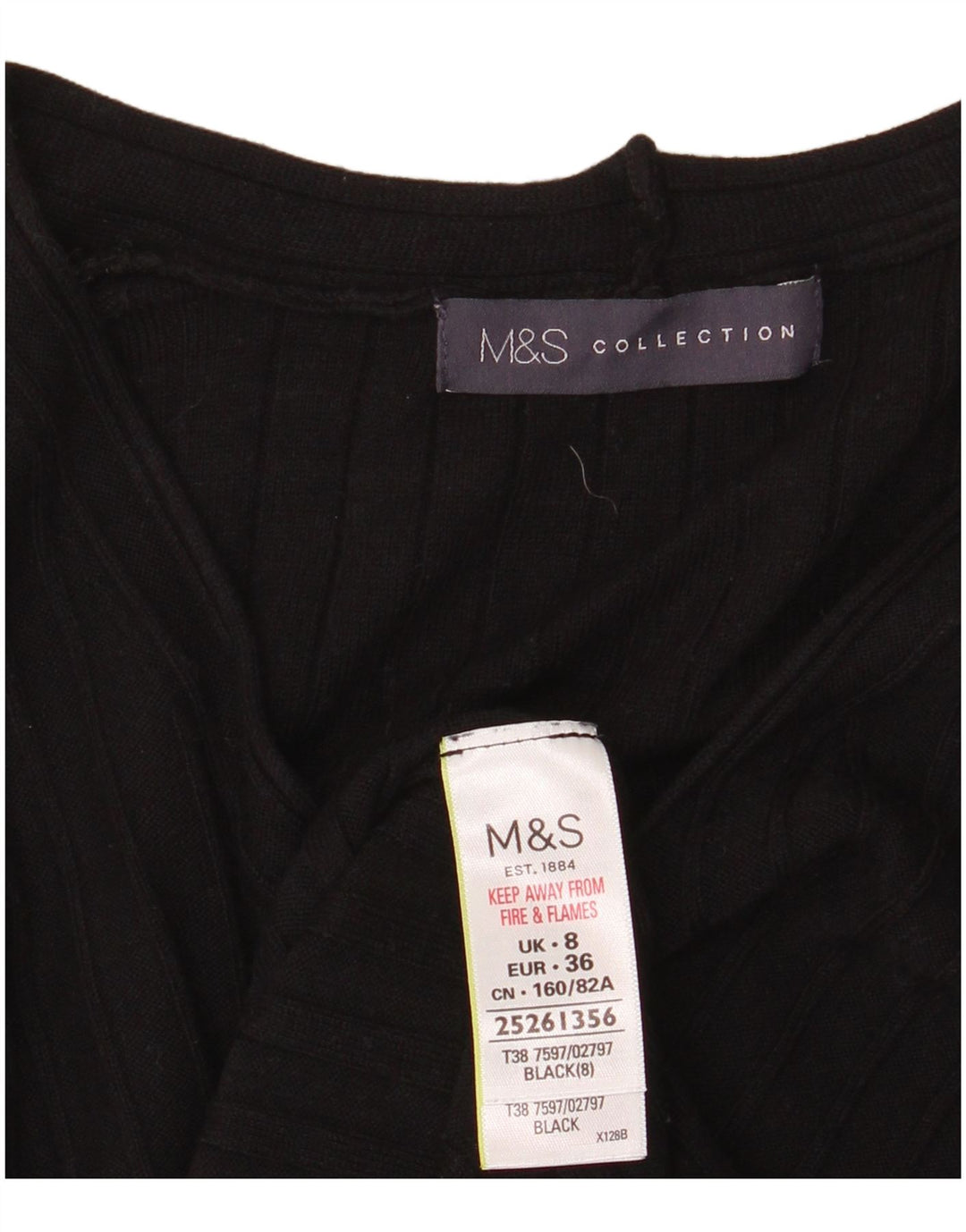 Marks & Spencer Damen-Pullover mit V-Ausschnitt, Gr. 8, Größe S, schwarze Viskose