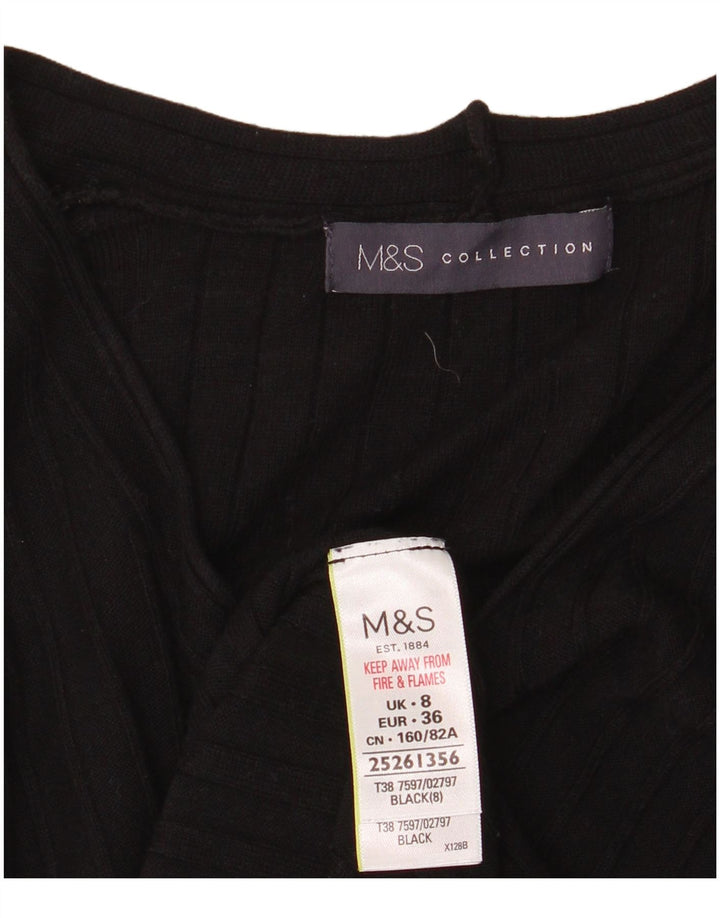 Marks & Spencer Damen-Pullover mit V-Ausschnitt, Gr. 8, Größe S, schwarze Viskose