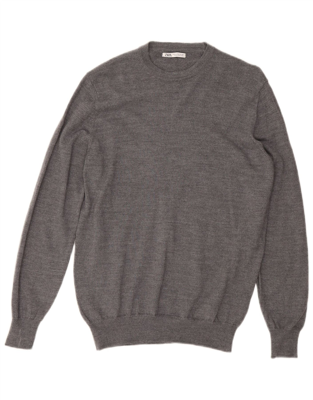 ZARA Womens Crew Neck Jumper Sweater UK 14 Medium Grey Acrylic