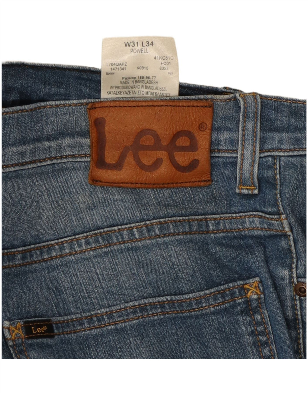 LEE Herren Powell Straight Jeans W31 L30 Blaue Baumwolle