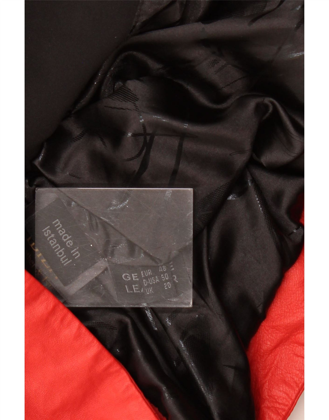 IBIZA Damen-Lederjacke mit Kapuze, UK 20 2XL, rotes Colourblock-Leder