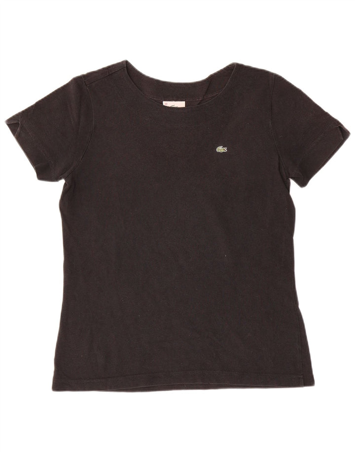 LACOSTE Womens T-Shirt Top Size 40 Medium Black Cotton