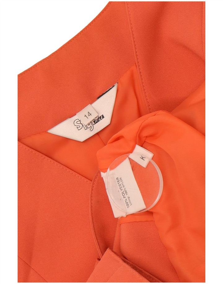 VINTAGE Womens 4 Button Short Sleeve Blazer Jacket UK 14 Large  Orange