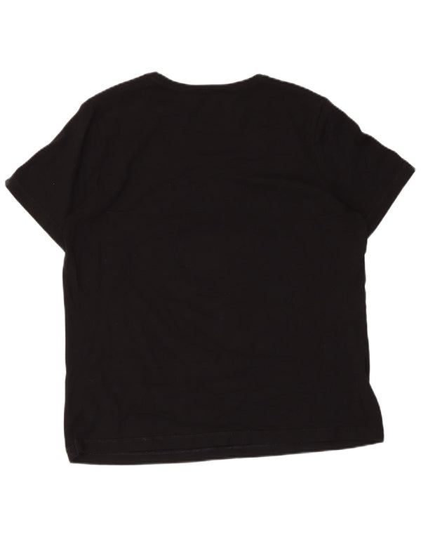 CARLA FERRONI Damen Grafik T-Shirt Top UK 18 XL Schwarz Viskose