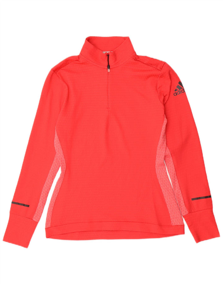 Adidas Damen-Pullover-Trainingsanzugoberteil mit Reißverschluss, UK 12, mittelrot, Farbblock