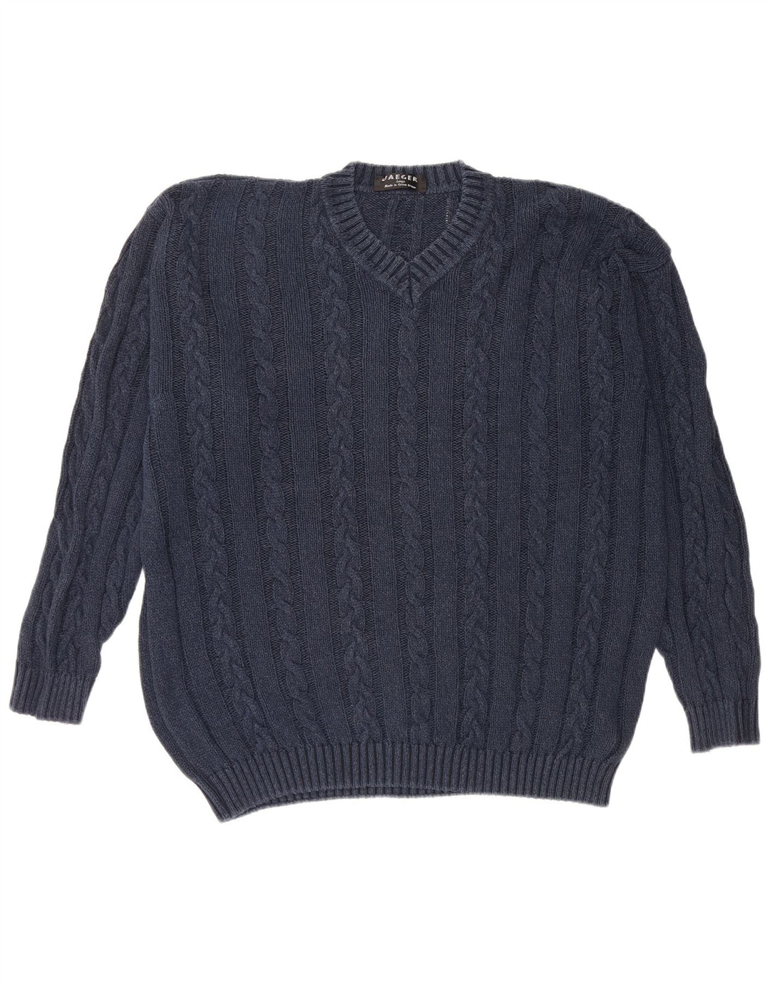 Jaeger Herren-Pullover mit V-Ausschnitt, groß, marineblaue Baumwolle