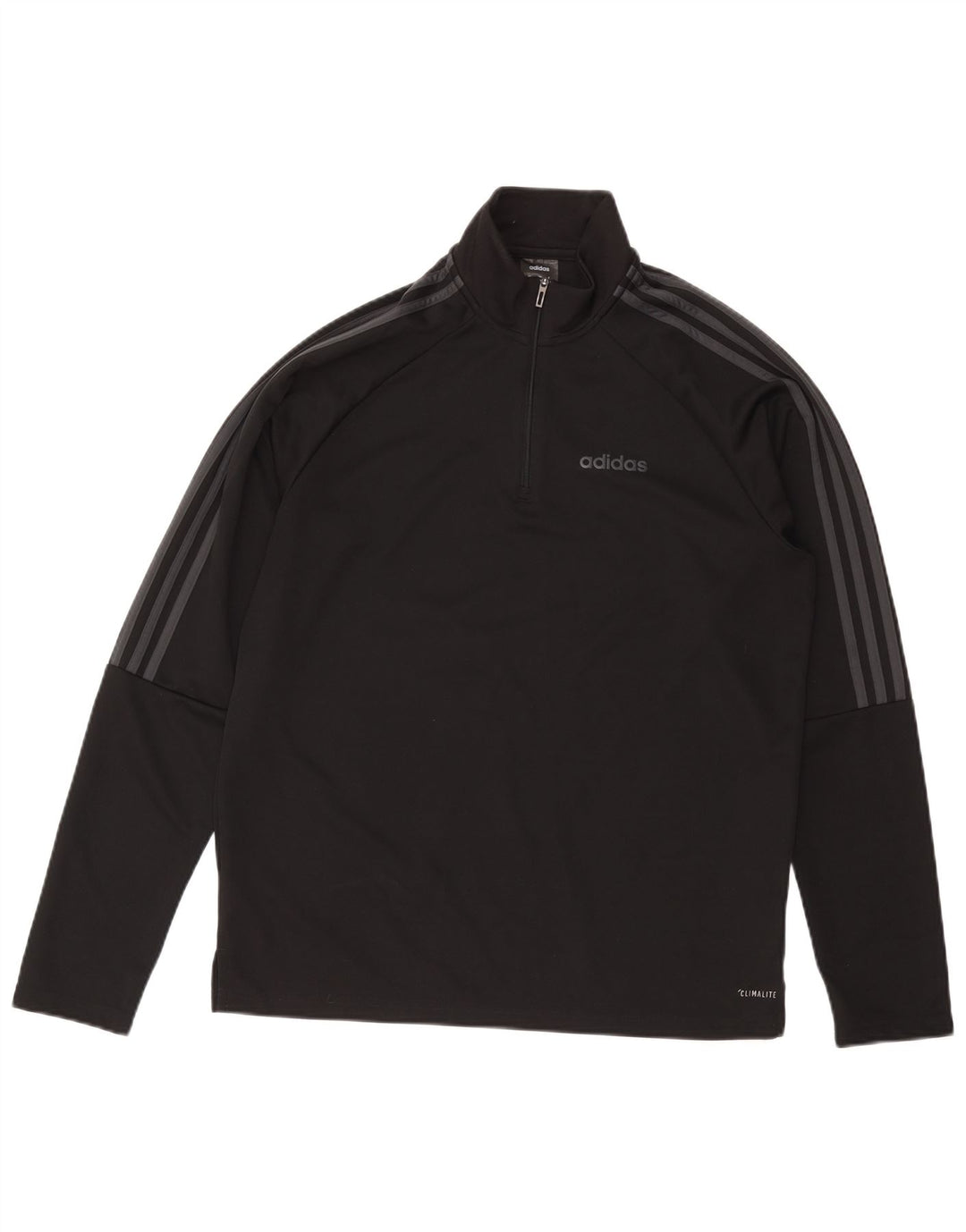 ADIDAS Herren Climalite Zip Neck Pullover Trainingsanzug Top Large Schwarz