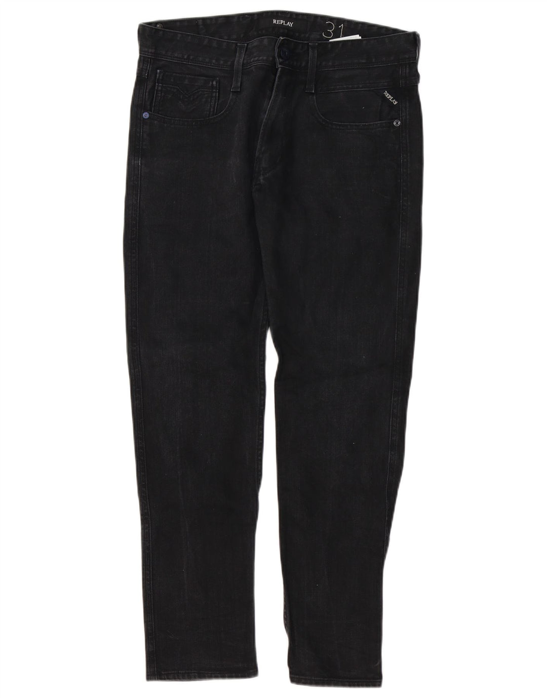 Replay Herren Slim Jeans W31 L30 Schwarz Baumwolle