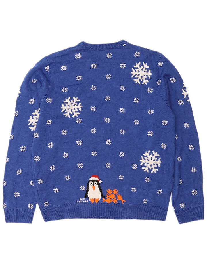Marks & Spencer Herren-Pullover mit Rundhalsausschnitt, Mittelblau, Winter