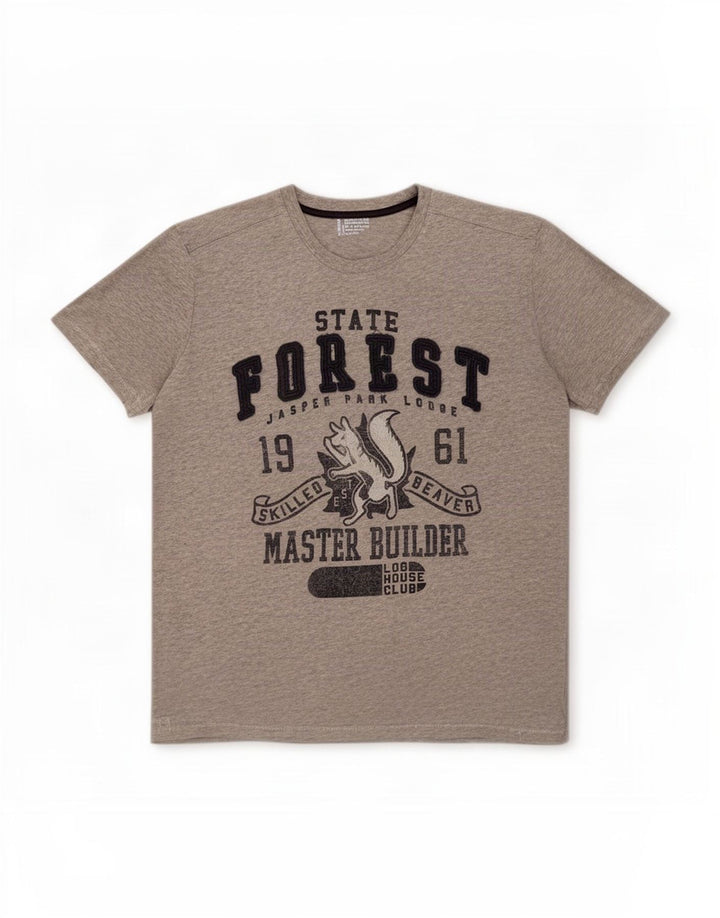 Benetton Herren-T-Shirt mit Grafik, groß, grau gesprenkelte Baumwolle