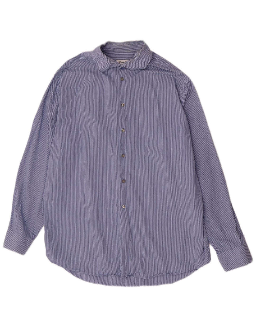 Calvin Klein Herrenhemd Größe 17 XL Blau gestreifte Baumwolle