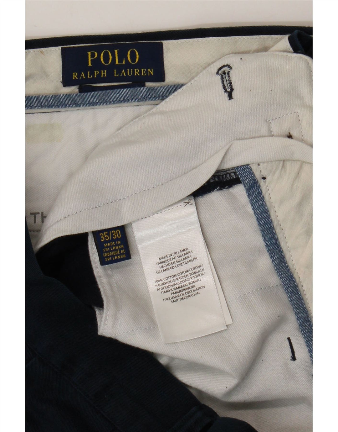Polo Ralph Lauren Gerade Herren-Chinohose W35 L30 Marineblaue Baumwolle