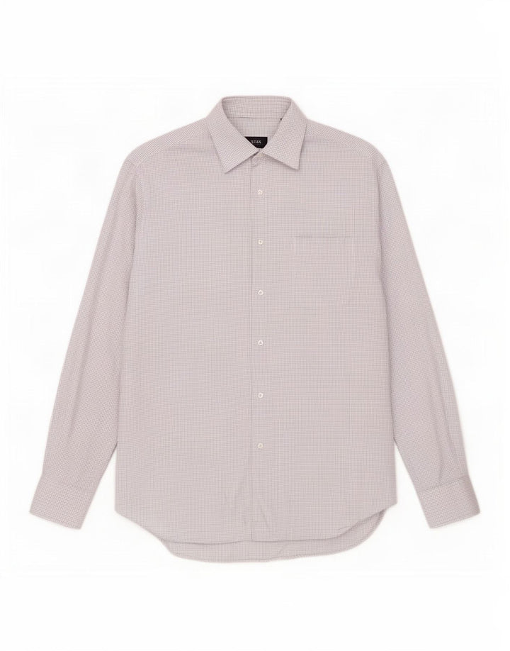 Hugo Boss Herrenhemd Größe 41 15 mittelblau karierte Baumwolle