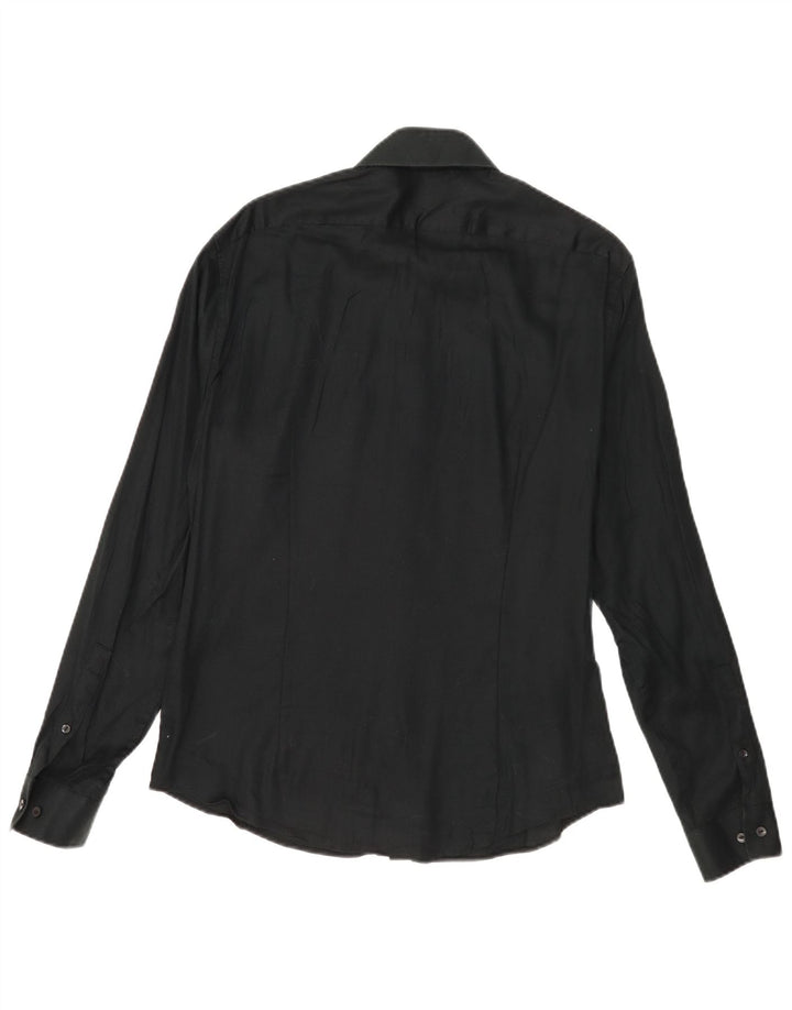 Calvin Klein Herren-Hemd mit extra schmaler Passform, Größe 15 1/2, mittelschwarze Baumwolle