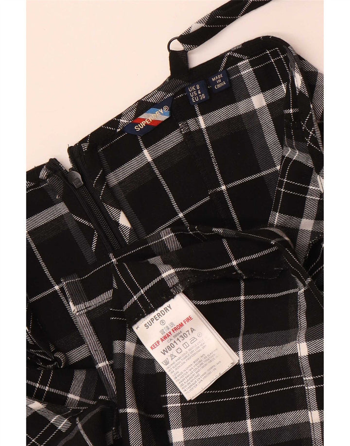 Superdry Damen Pinafore-Kleid, Größe S, Schwarz, kariert, Polyester