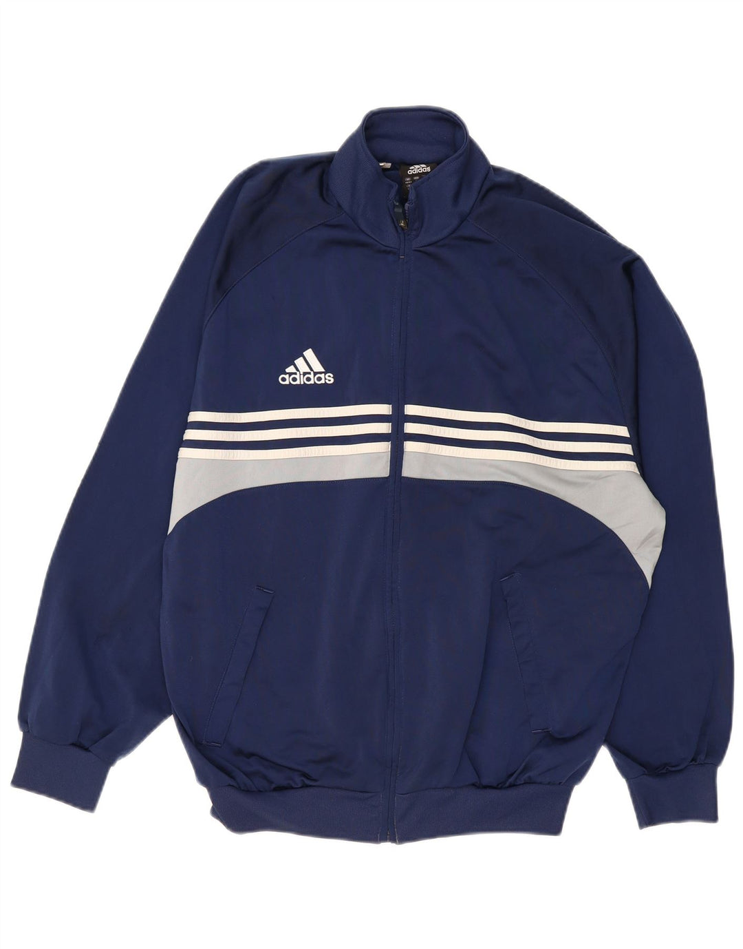 ADIDAS Herren-Trainingsanzug-Top-Jacke, UK 40/42, mittleres Marineblau, Farbblock