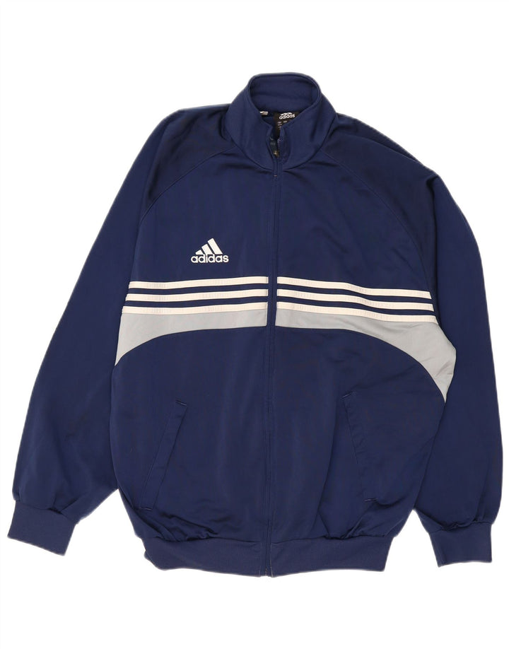 ADIDAS Herren-Trainingsanzug-Top-Jacke, UK 40/42, mittleres Marineblau, Farbblock