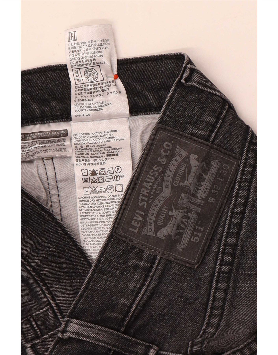 Levi's Herren 511 Slim Jeans W32 L30 Graue Baumwolle