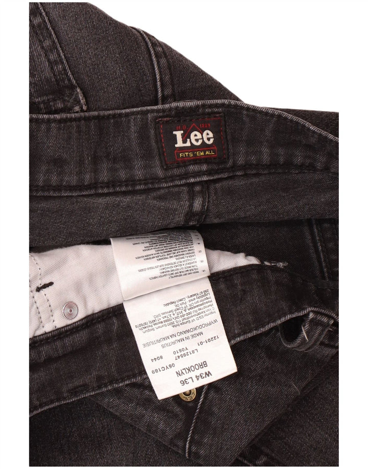 LEE Herren Brooklyn Straight Jeans W34 L33 Graue Baumwolle