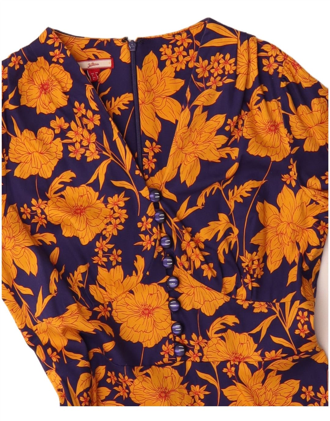 JOE BROWNS Damen-A-Linien-Kleid, Größe S, Blau, Blumenmuster, Baumwolle