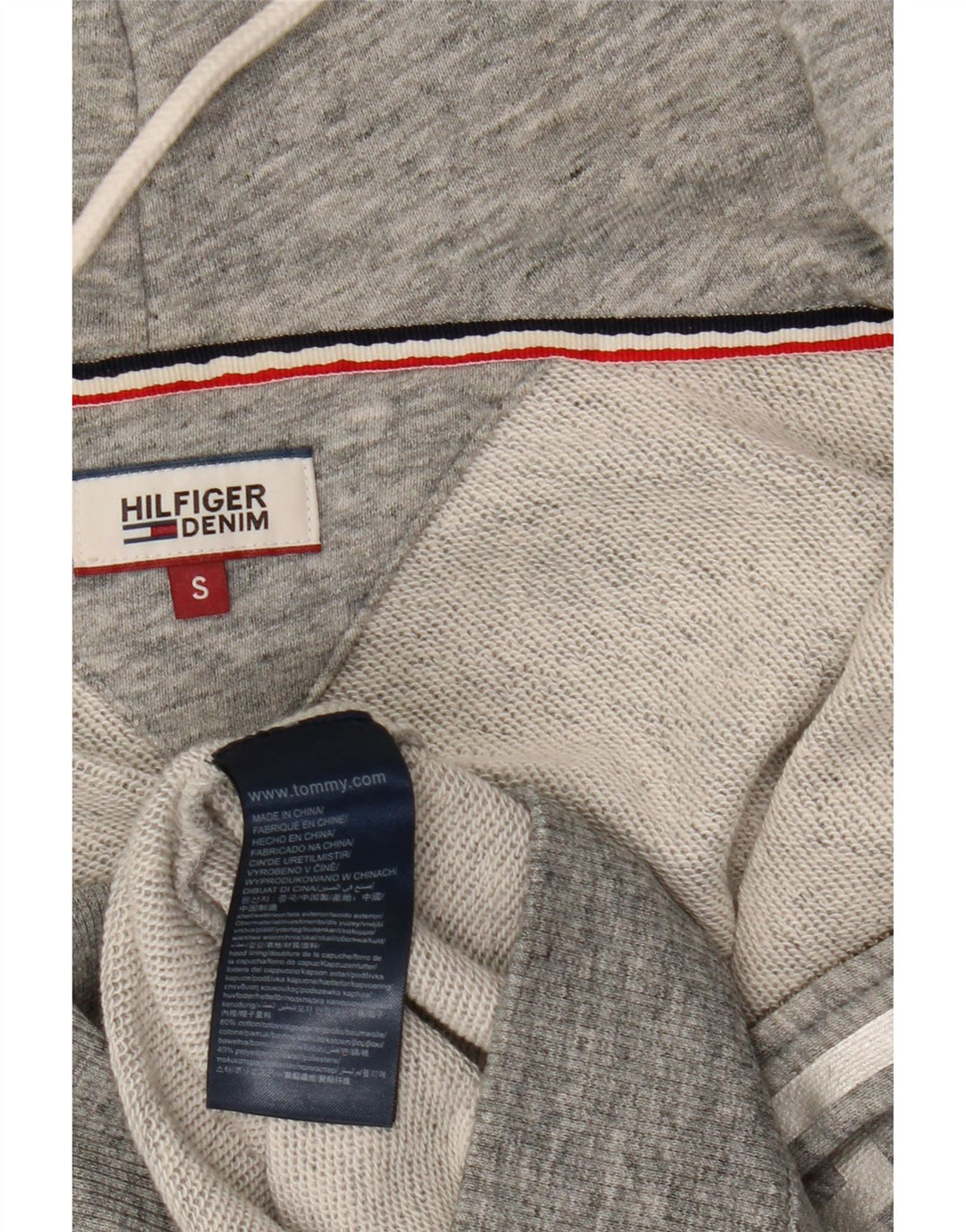 TOMMY HILFIGER Damen-Pullover mit übergroßem Reißverschluss und Kapuze, Gr. 10, klein, Grau