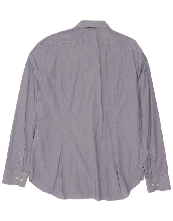 ARMANI COLLEZIONI Mens Shirt Size 44 17 1/2 XL Blue Pinstripe