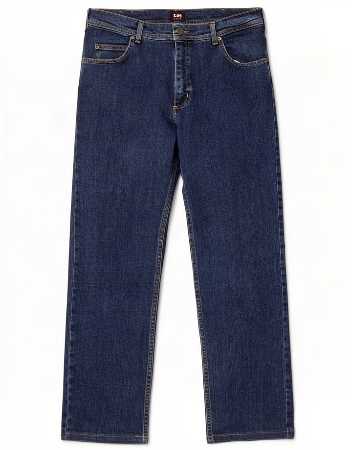 Lee Herren Brooklyn Straight Jeans W34 L30 Marineblaue Baumwolle