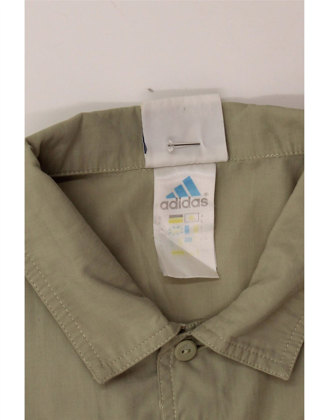ADIDAS Herren Kurzarmhemd UK 38/40 Medium Khaki Polyester