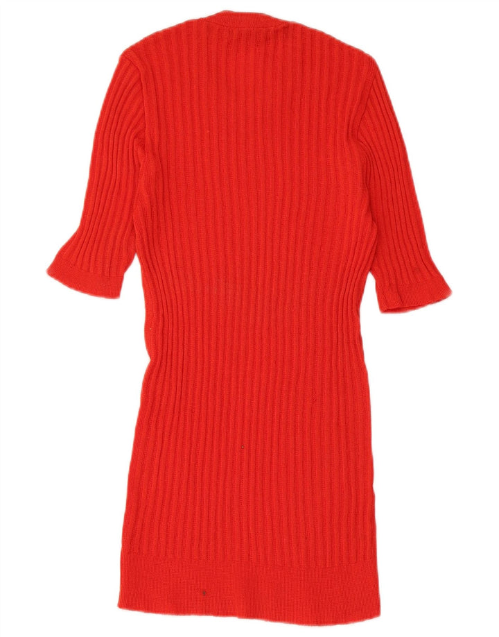 VINTAGE Damen Strickbluse Top UK 8 Small Rot