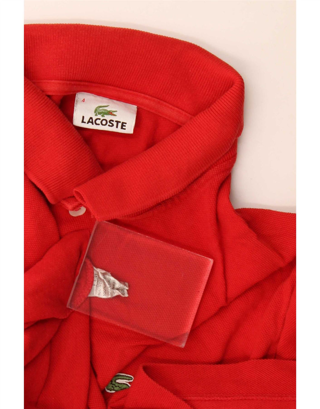 Lacoste Herren-Poloshirt, Größe 4, mittelrote Baumwolle