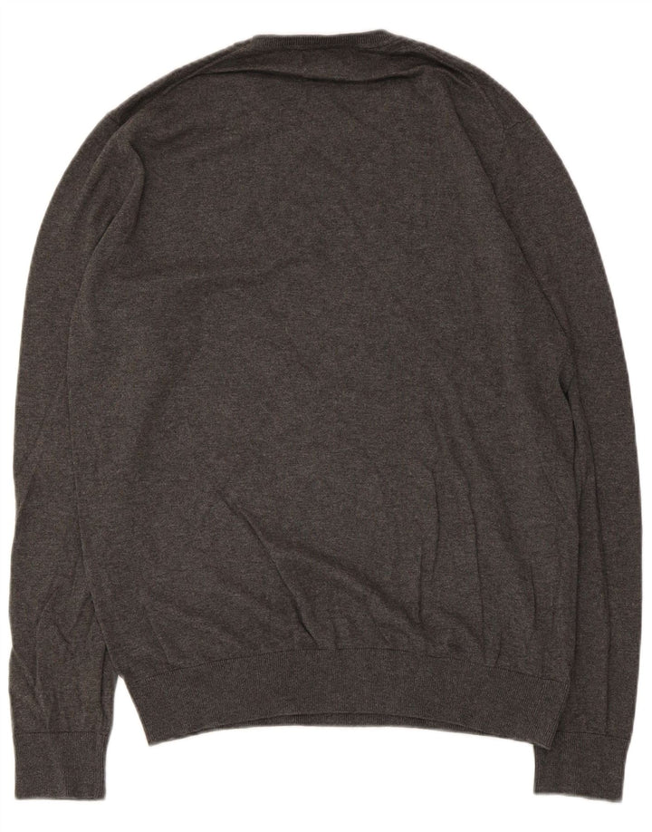 Zara Herren-Pullover mit Rundhalsausschnitt, groß, graue Baumwolle