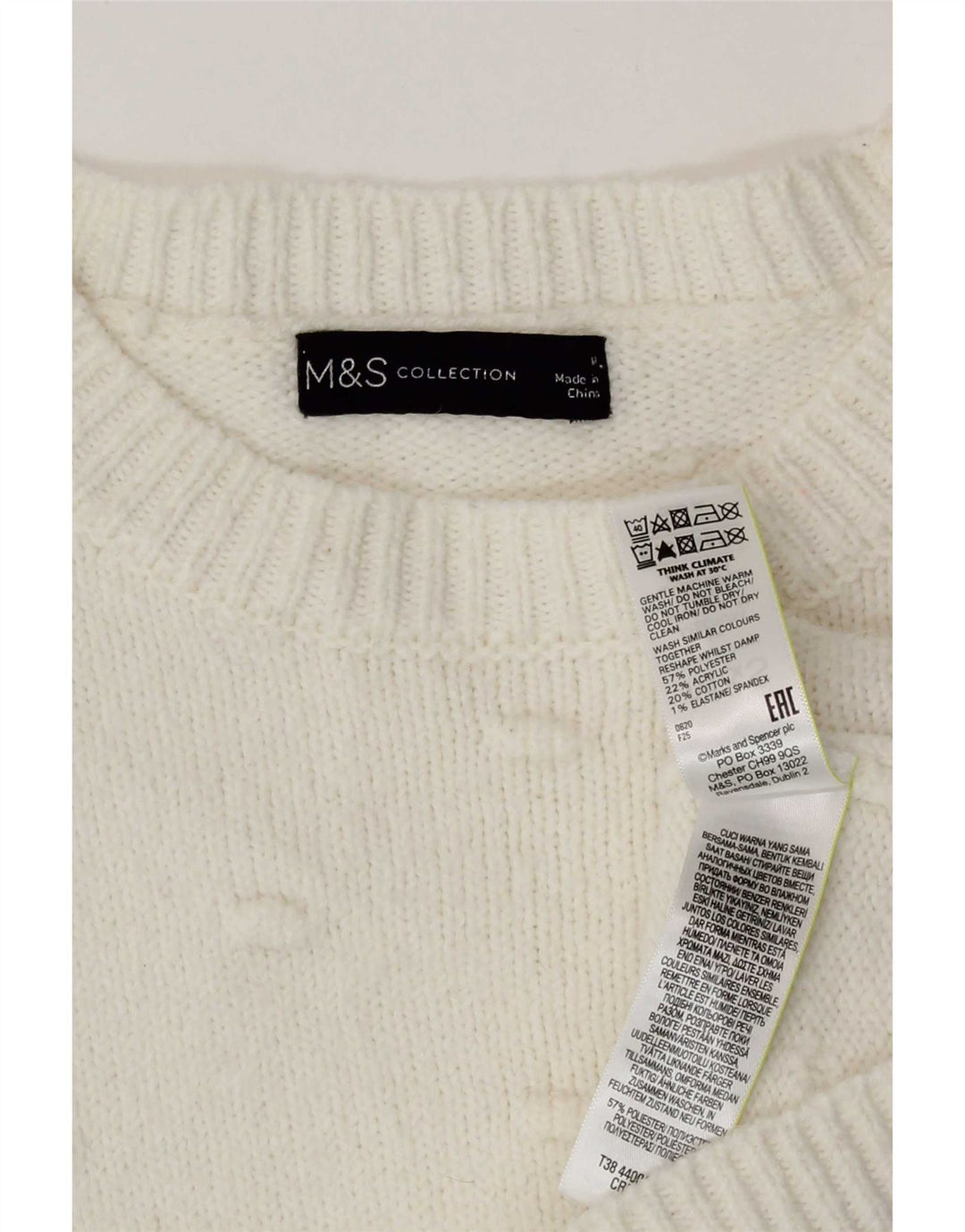 Marks & Spencer Damen Pullover mit Rundhalsausschnitt, UK 14, Mittelweiß