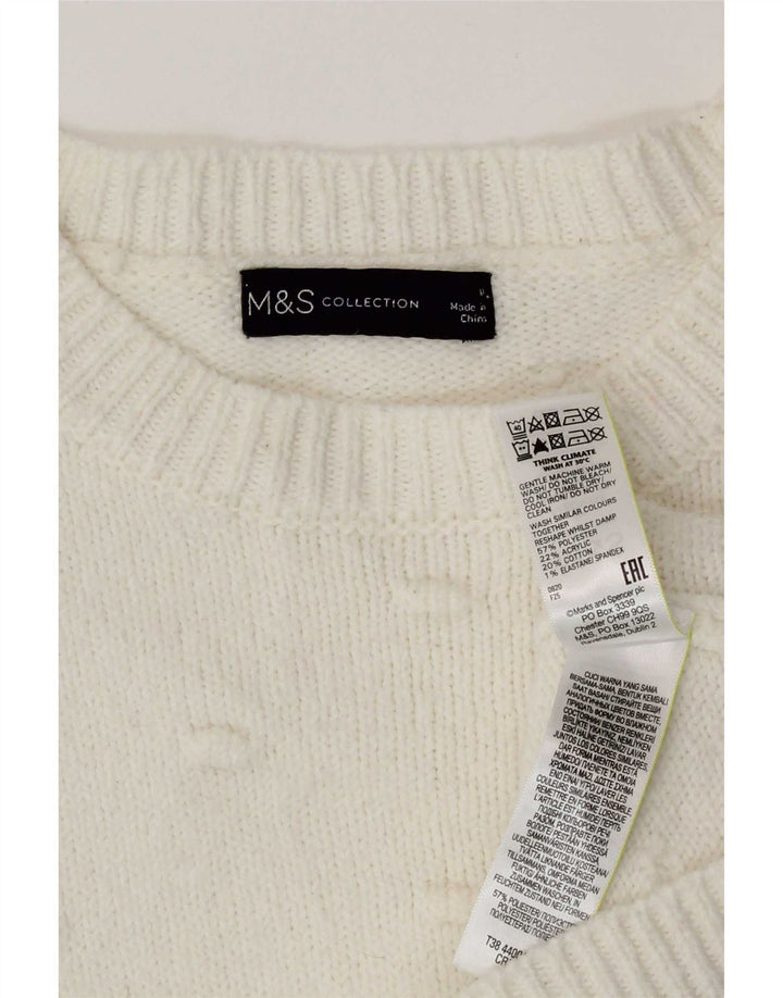 Marks & Spencer Damen Pullover mit Rundhalsausschnitt, UK 14, Mittelweiß