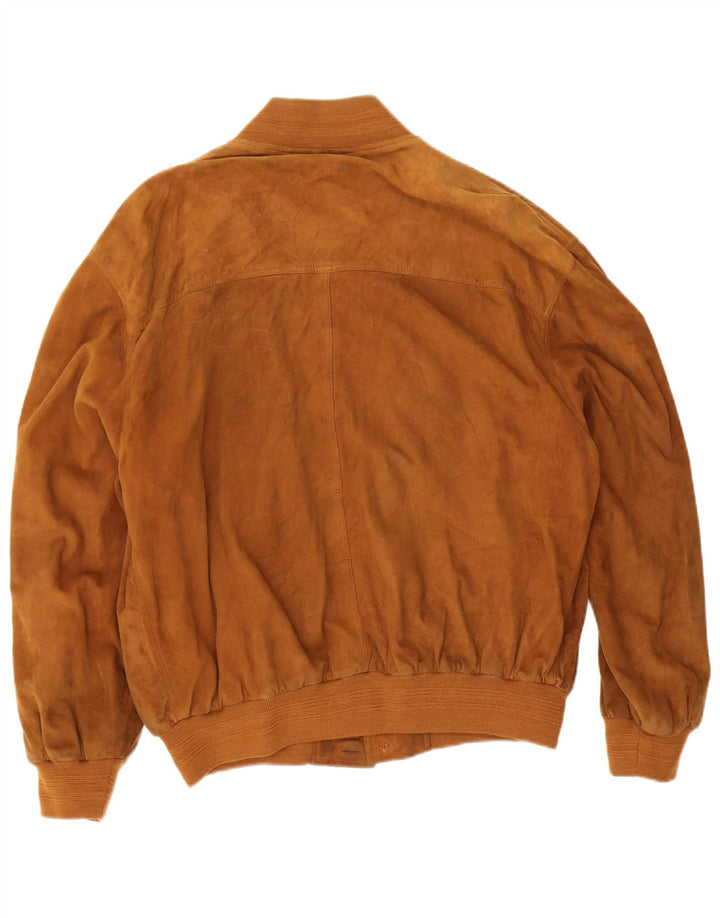 Vintage Herren Wildleder Bomberjacke IT 54 2XL Braunes Leder