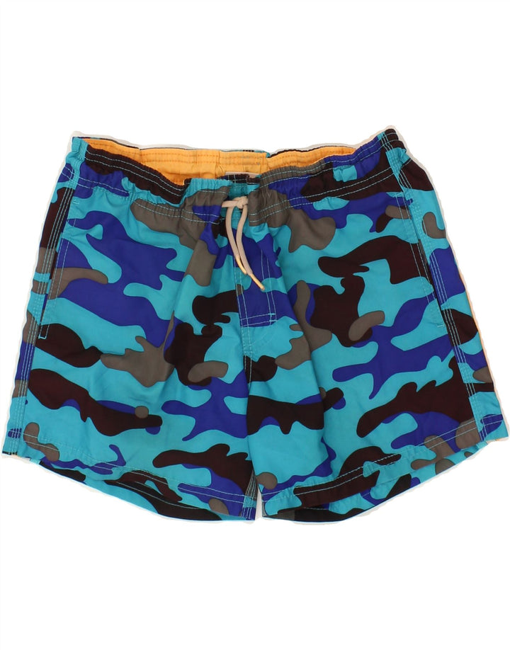 SUNDEK Boys Swimming Shorts 11-12 Years Blue Camouflage Polyester Vintage Sundek and Second-Hand Sundek from Messina Hembry 