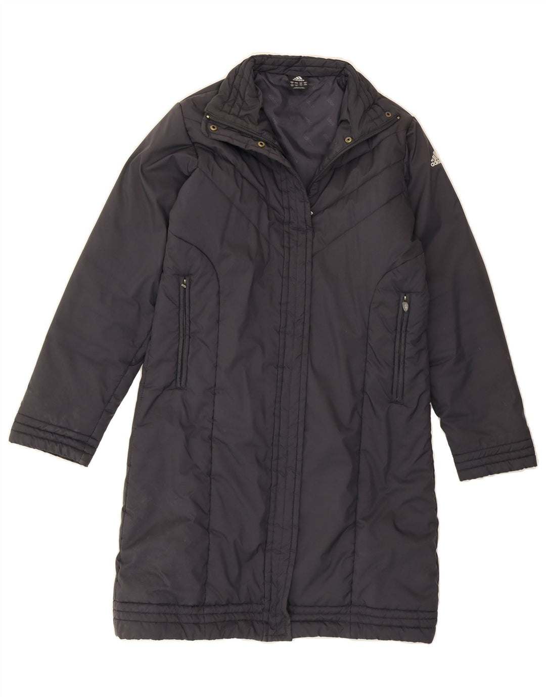 ADIDAS Womens Padded Coat UK 8 Small Navy Blue Polyester Vintage Adidas and Second-Hand Adidas from Messina Hembry 
