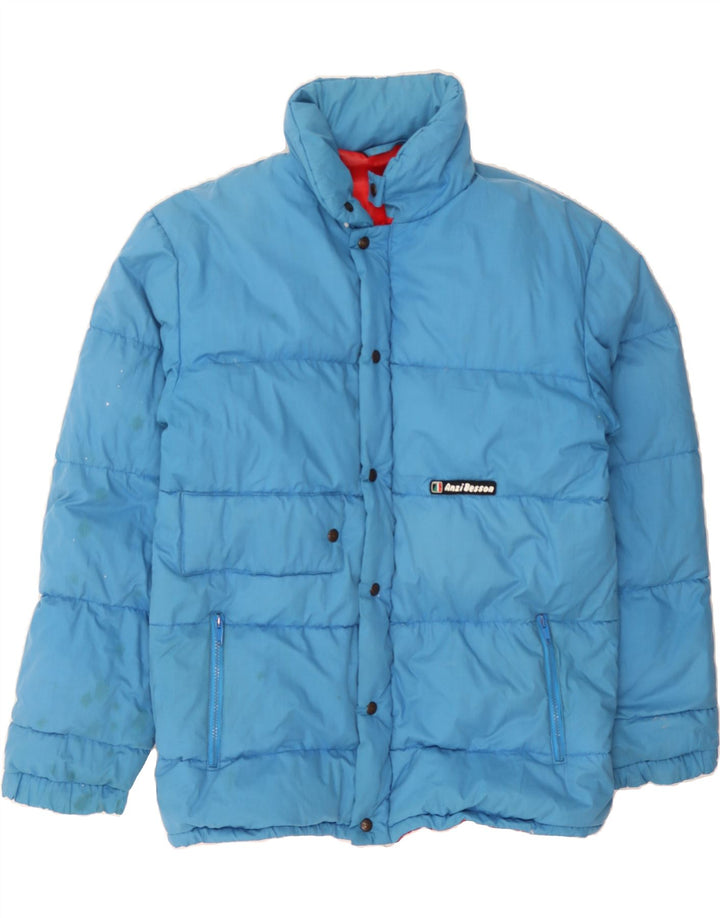 ANZI BESSON Mens Hooded Padded Jacket UK 38 Medium Blue Vintage Anzi Besson and Second-Hand Anzi Besson from Messina Hembry 