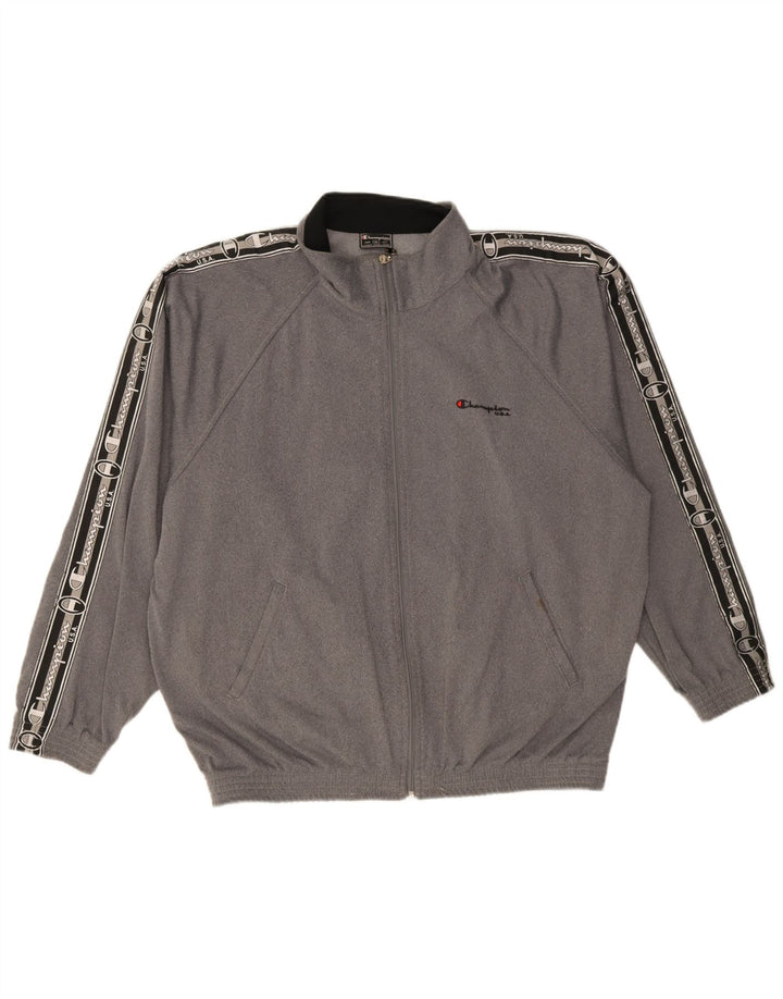 Champion Herren-Trainingsanzugoberteil mit Grafik, XL, graues Farbblock-Polyester