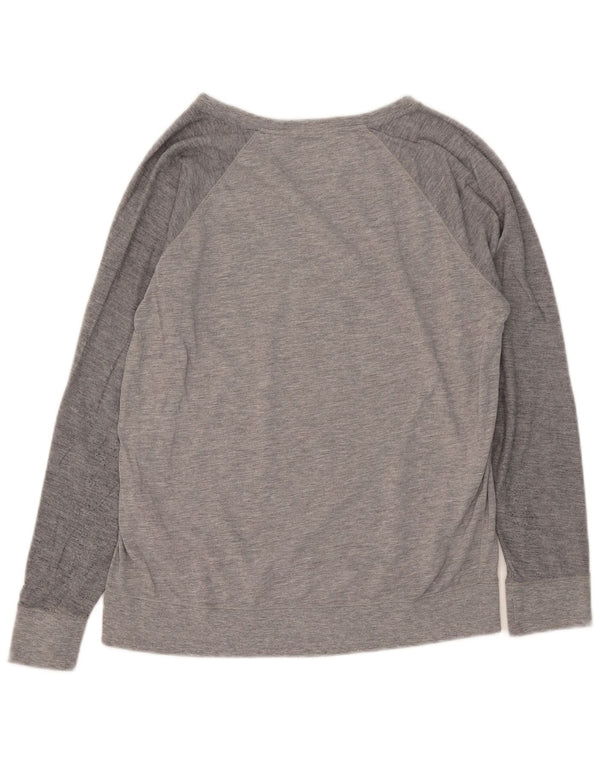 Tommy Hilfiger Womens Graphic Top Langarm UK 14 Mittelgraue Baumwolle