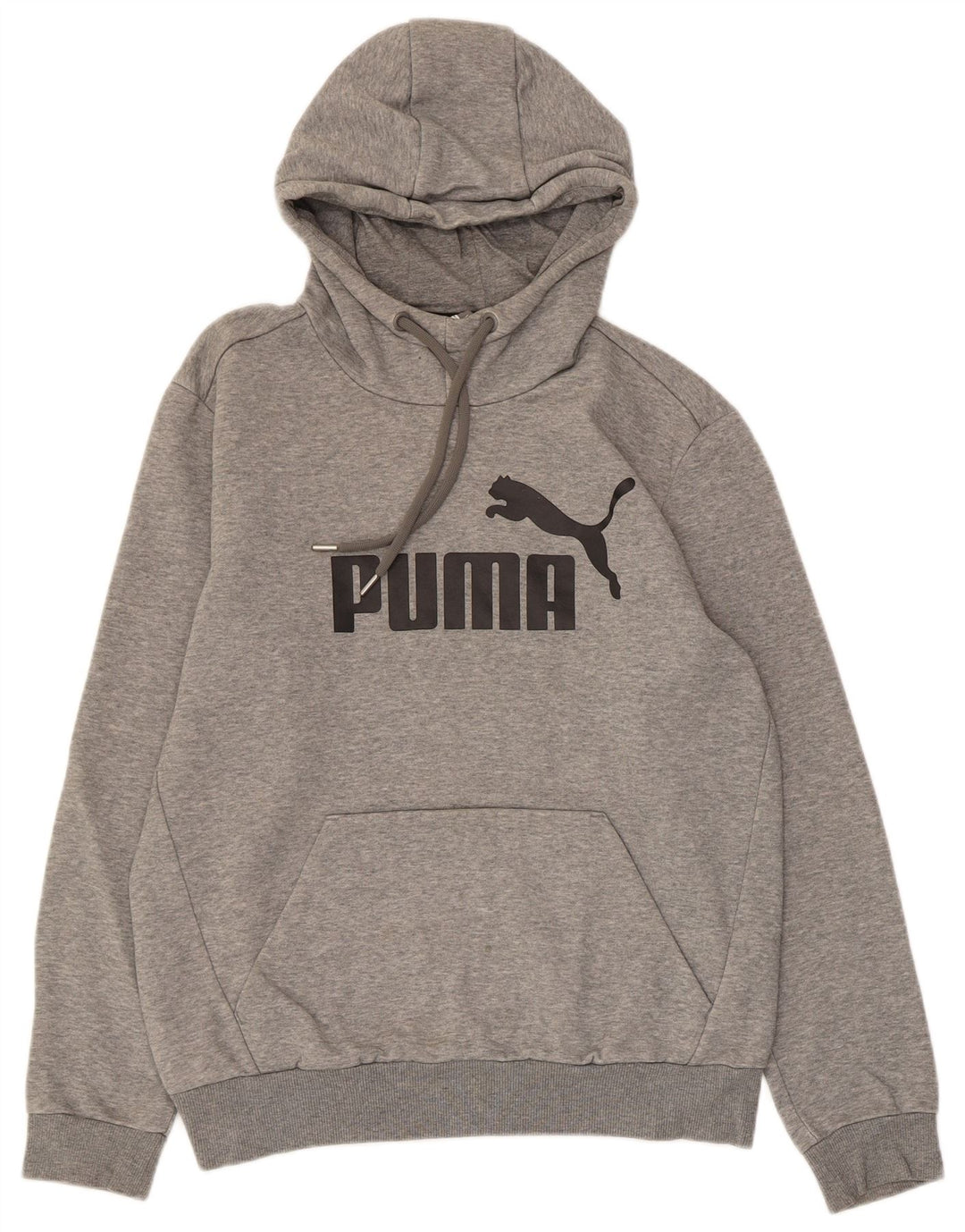 PUMA Mens Graphic Hoodie Jumper Small Grey Cotton